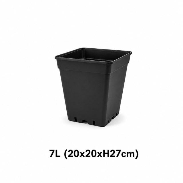 Vierkante pot 7L zwart (20x20xH27cm)